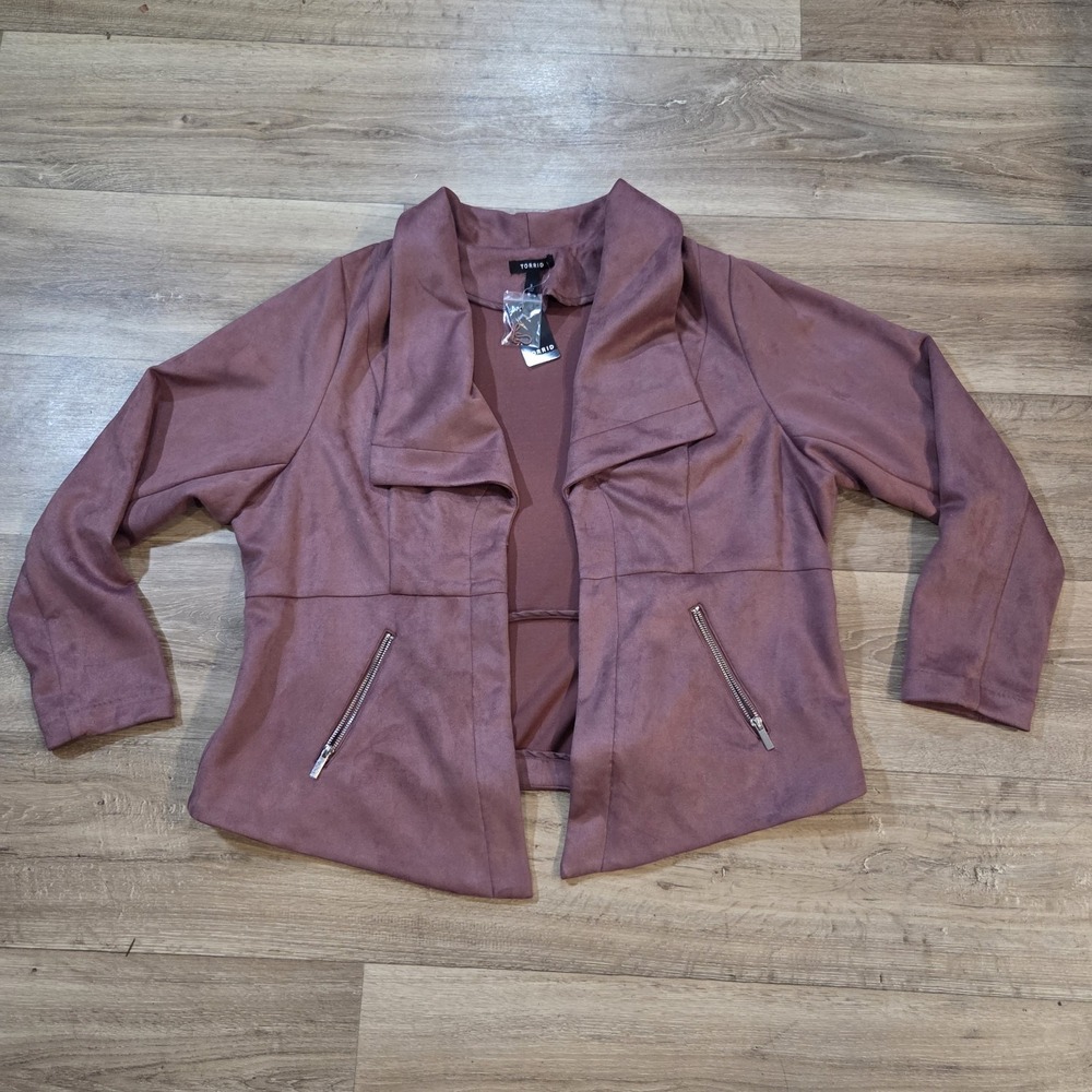 Torrid Long Sleeve Faux Suede Jacket Rose 3X 22-24 NWT